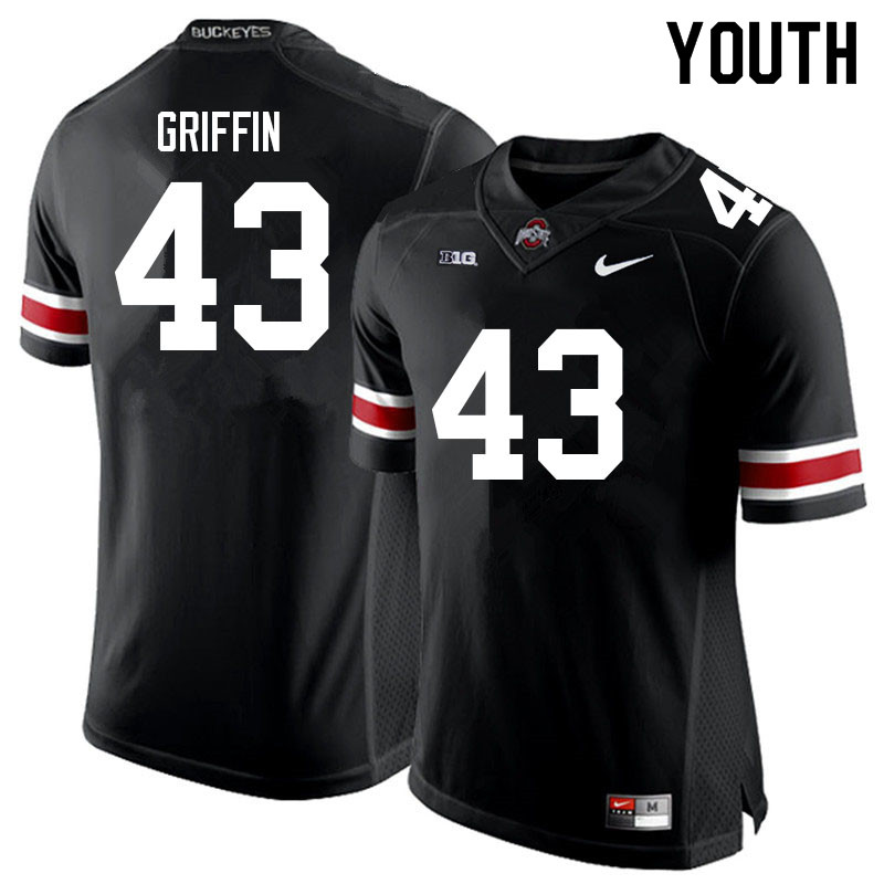 Ohio State Buckeyes Diante Griffin Youth #43 Black Authentic Stitched College Football Jersey